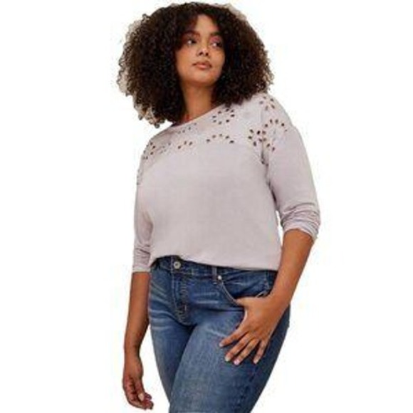 torrid Tops - Torrid Grey Embroidered top